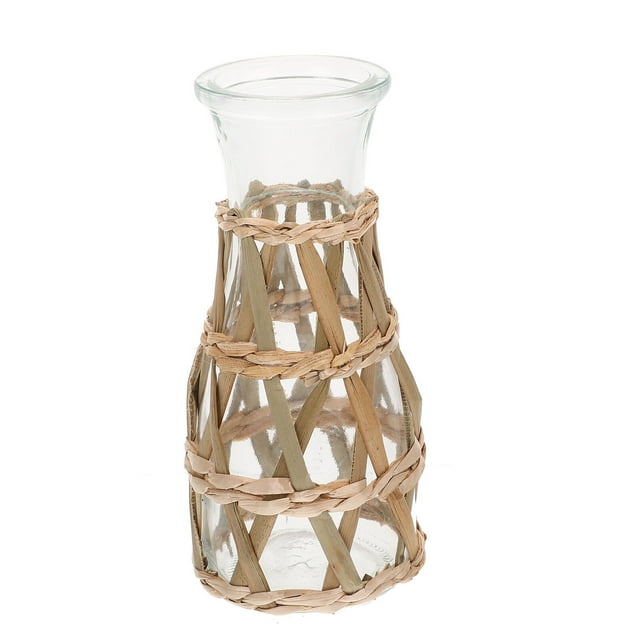 Woven Vase Decoration Rustic Glass Vase Flower Arrangement Vase Farmhouse Table Centerpiece
