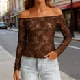 thumbnail image 4 of Erwazi Women's Lace Cutout Blouse One Shouder Long Sleeve Slim Fit Spring Basic Top, 4 of 7