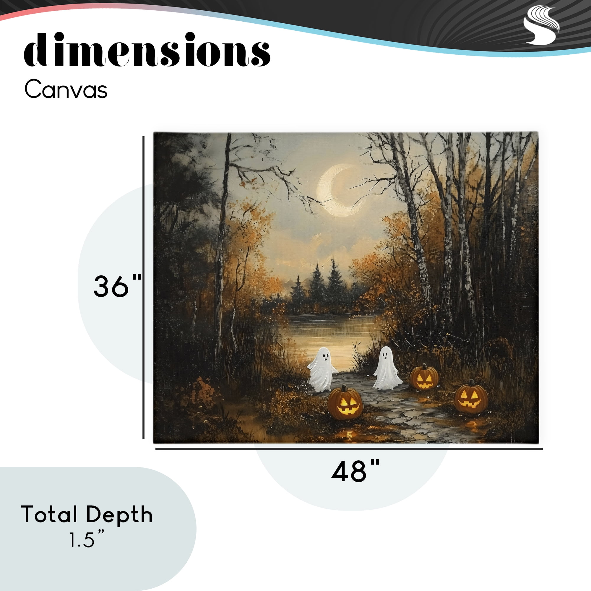 Autumn Ghosts at Lake Canvas Wall Art, design by Arlington Prints