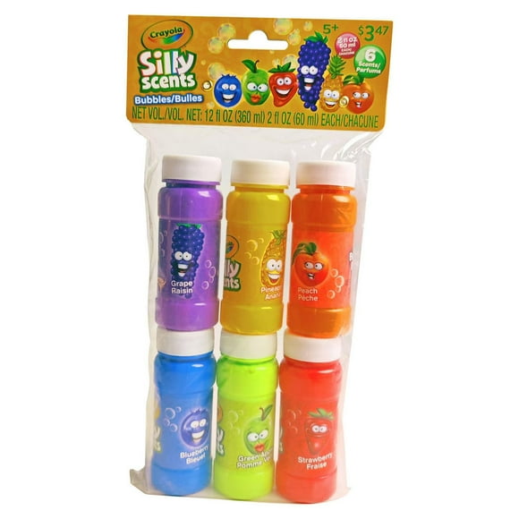 Crayola Silly Scents 6pk x 2oz Bubble Bottles, 6pk x 2oz Bubble Bottles