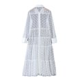 thumbnail image 3 of Robe en Maille Transparente pour Femmes Manches Longues à Pois Col Clubwear Robe de Plage, 3 of 4