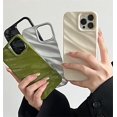 thumbnail image 3 of Funda de teléfono con patrón ondulado de seda 3D de lujo para iPhone 14, 13, 12, 11 Pro Max, X, XR, XS Max, 7, 8, 14 Plus, Color sólido, cubierta brillante, parachoques, 3 of 4