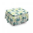 thumbnail image 1 of Garden Ottoman Cover, Trees and Irregular Rounds, 2 Piece Slipcover Set with Ruffle Skirt for Square Round Cube Footstool Decorative Home Accent, Standard Size, Eggshell and Multicolor, by Ambesonne, 1 of 5
