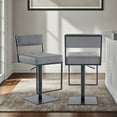 thumbnail image 4 of Michele Swivel Adjustable Height Gray Faux Leather and Black Metal Bar Stool, 4 of 8