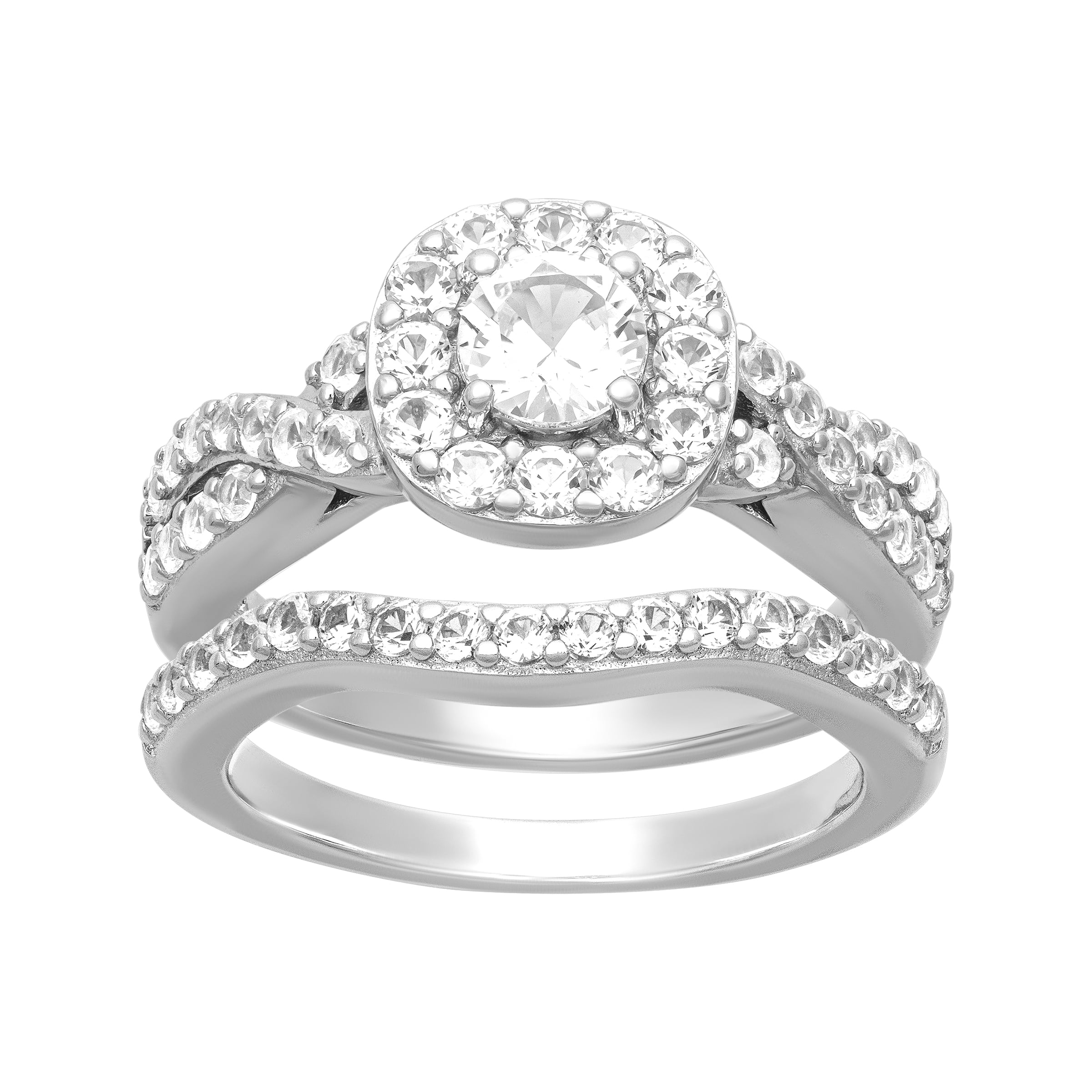 Keepsake 1 1/2 Carat TGW Created White Sapphire "Serena Gem" Women's Bridal Set in Sterling Silver