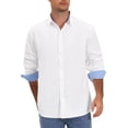 thumbnail image 4 of INSPIRE CHIC Men's Back to School Dress Shirts Long Sleeve Button Down Business Contrast Shirt M White, 4 of 6