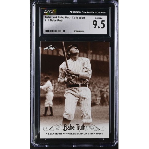 Collectible Graded 2016 Leaf Babe Ruth Collection Babe Ruth #14 CGC 9.5 Baseball Card