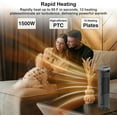 thumbnail image 3 of Portable Space Heater, 1500W Ceramic Heating Fan with Thermostat, Remote Control, 3 Heating Modes, 70° Oscillation, Ideal for Office, Home, and Bedroom Use, 3 of 4