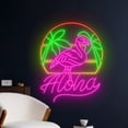 thumbnail image 2 of Handmadetneonsign Aloha Flamingo Wall Art, Summer Palm Tree Wall Decor, Flamingo Animal Wall Decor, 2 of 5