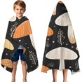 thumbnail image 3 of Colorful Mushroom Plant Black Pattern Hooded Bath Towel，50"x30" for Ages 3 To 12 Kids, Quick Dry Lightweight Soft Microfiber Hood Beach Towel Cover Up for Kids, 3 of 7