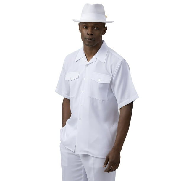Men's 2 Piece Short Sleeve Walking Suit Linen Look in White - 2025 ...