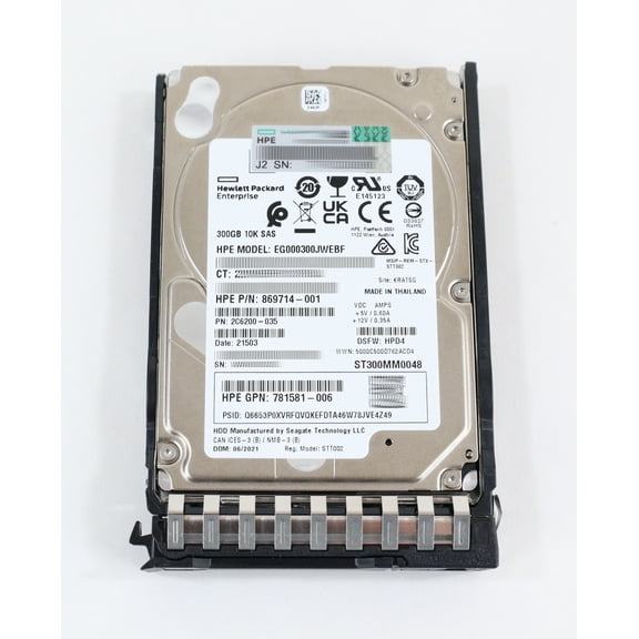 HPE 300GB EG000300JWEBF ST3000MM0048 10K RPM SAS 12GBp/s SFF 2.5" 869714-001