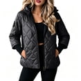 thumbnail image 2 of VEKDONE Womens Diamond Quilted Hooded Puffer Jacket Zip up Padded Coat Relaxed Fit Warm Jackets Fall Winter Fashion Outerwear for Commuting, 2 of 9