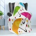 thumbnail image 4 of Colorful Soft Flannel Fleece Throw Blanket, Several Sized Umbrella Motif with Leaf Droplets Water Climate Security Design, Cozy Plush for Indoor and Outdoor Use, 60" x 80", Multicolor, by Ambesonne, 4 of 5