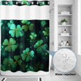 thumbnail image 2 of No Hook Shower Curtain, St. Patrick's Day Shower Curtains for Bathroom with See Through Top Window, Spring Green Clovers Botanical Herbs Waterproof & Washable Bath Curtain Extra Long 72"x84", 2 of 9
