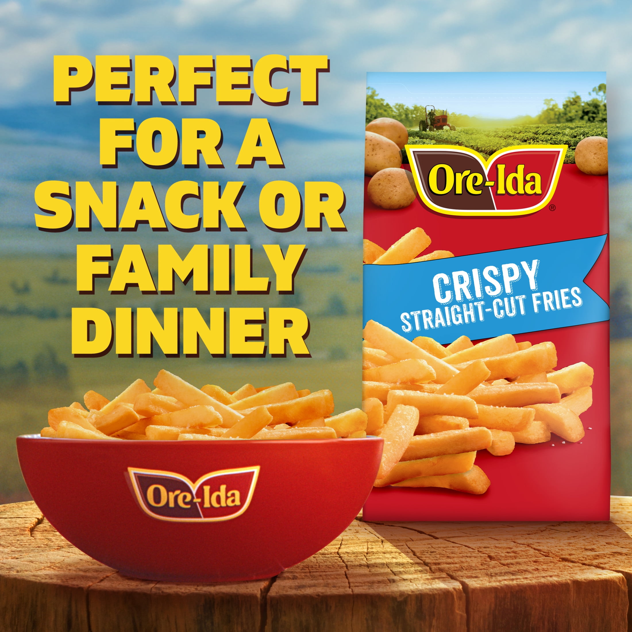 Ore-Ida Crispy Straight-Cut Fries French Fried Frozen Potatoes, 1 Bag, for Easy Snacks and Dinner Sides, Gluten-Free, 32 oz