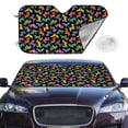 thumbnail image 3 of Lsque Colorful Geometric Dog Car Windshield Sun Shade | Accordion Folding Style Auto Shade for Car Truck SUV Van | Blocks UV Rays Sun Visor Protector | Small, 3 of 7