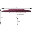 thumbnail image 5 of 15x9Ft Double-Sided Patio Umbrella Outdoor Market Table Garden Extra Large Waterproof, Twin Umbrellas with Crank and Wind Vents for Garden Deck Backyard Swimming Pool, Burgundy, 5 of 5