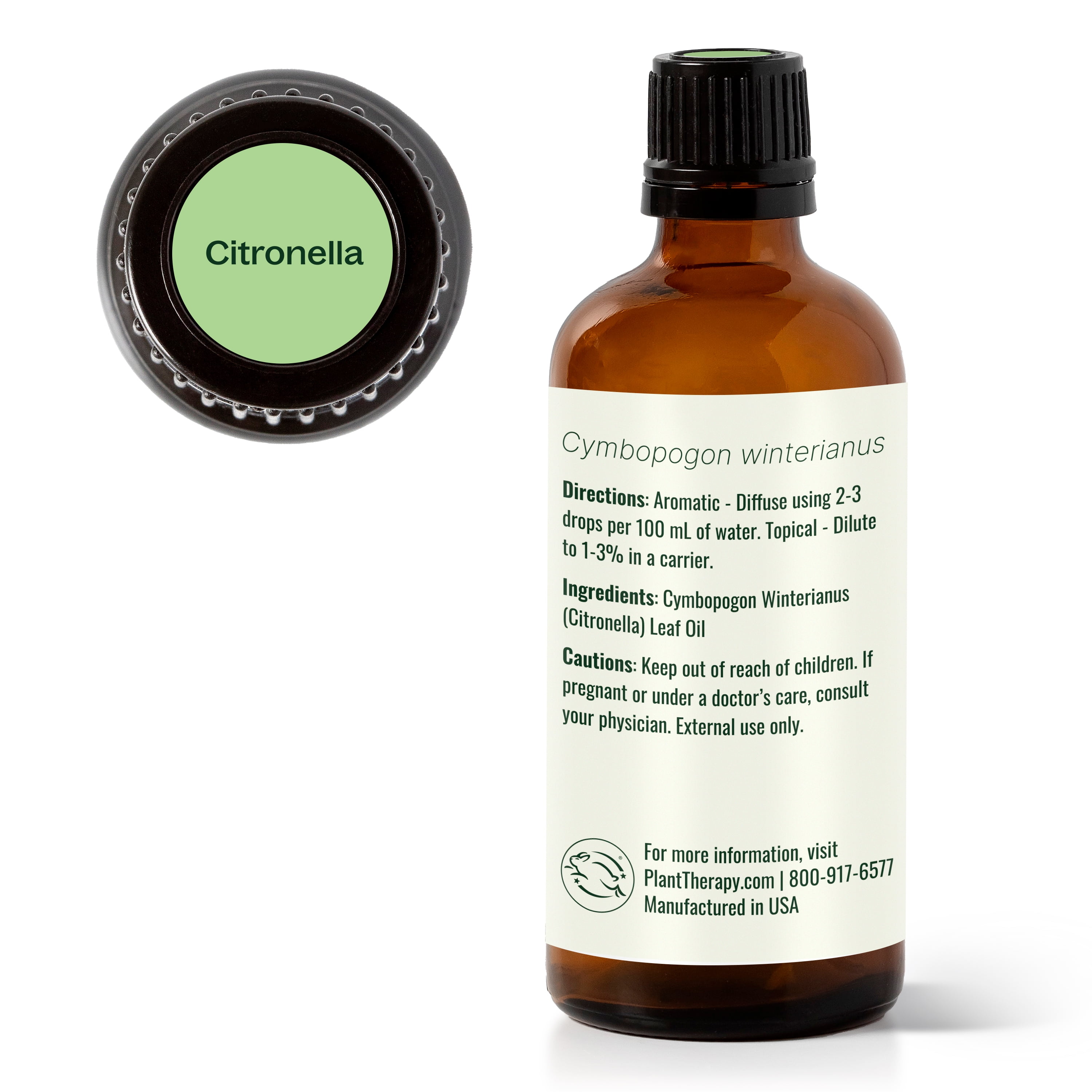Plant Therapy Citronella Essential Oil 100 mL (3.3 oz) 100% Pure, Undiluted, Natural Aromatherapy