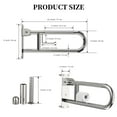 thumbnail image 2 of Toilet Grab Bar 22.4 Inch, ZUEXT U Shaped Anti-Slip Chrome Support Rail, Flip-Up Bathroom Grab Bar with Paper Holder, Stainless Steel Knurled Handicap Safety handrails for Elderly Disabled Pregnant, 2 of 12