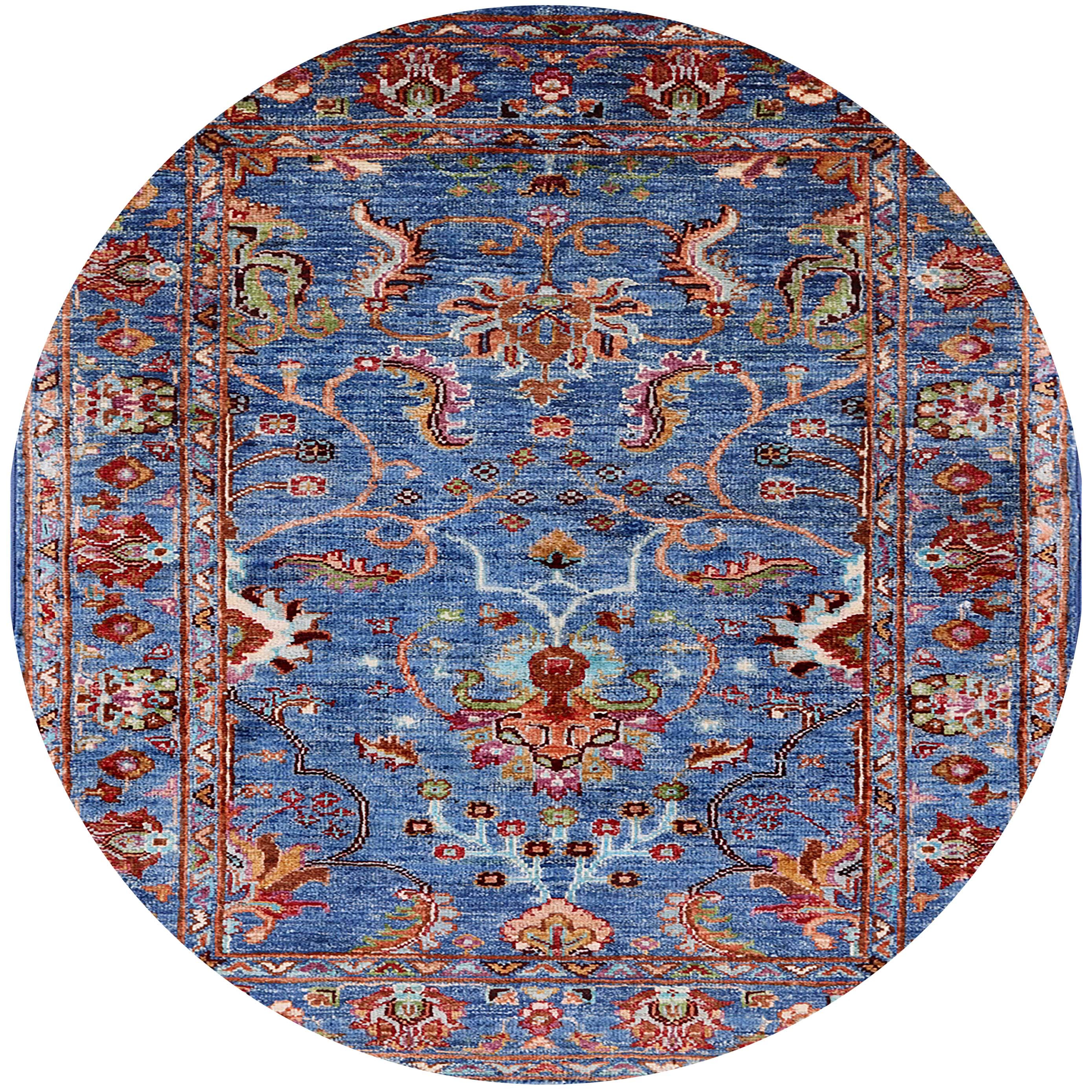 Ahgly Company Indoor Round Mid-Century Modern Maroon Purple Oriental ...