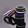 thumbnail image 2 of 6 Pack 8mm Stylish Two-tone Silicone Ring for Men Durable Wedding Band Size 7-11, 2 of 4