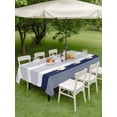 thumbnail image 5 of 54x80 Inch Outdoor Tablecloth with Umbrella Hole Zipper Rectangle Navy Blue Stripe Rectangular Tablecloths Outside Waterproof Modern Rustic Horizontal Blue Striped Patio Table Cover for Picnic Party, 5 of 8