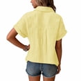 thumbnail image 5 of OIOLOYJM Linen Shirts for Girls Summer Casual Short Sleeve Button Down Pocket Blouses Lightweight Breathable Comfy Shirts Yellow 5-6 Year, 5 of 5