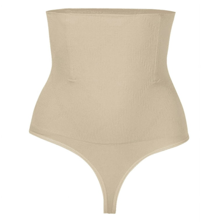 Thong Shapewear Panty High-Waist Tummy Control Sexy Body Shaper for Women  with Shoulder straps (Nude, XS) at  Women's Clothing store