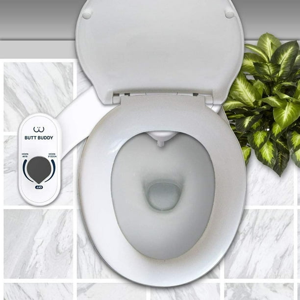 BUTT BUDDY Bidet Toilet Seat Attachment w/ Rear Bum Wash & Nozzle Cleaning  