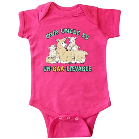 

Inktastic Our Uncle Is Un-BAA-lievable with Cute Sheep Family Gift Baby Boy or Baby Girl Bodysuit