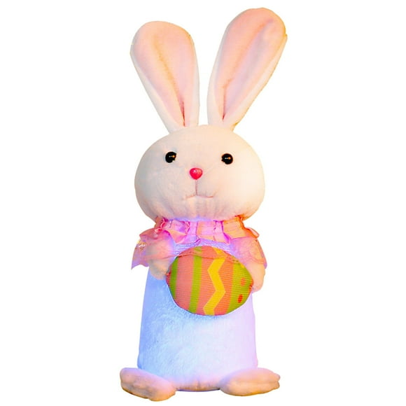 Noehoiugi Lapin de Pâques Lumineux, Couple de Lapins Faits à la Main et Câlins de 12,6 Pouces avec Lumières, Panier de Pâques Lumineux Lapins Cadeau de Pâques, Figurine de Faveur de Fête pour Table Printanière Chambre de Vacances, Rose, 1 Pcs