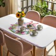 thumbnail image 3 of Happy Easter Table Cloths for 5 Foot Rectangle Tables, Rabbits Bows Spring Tulips Eggs Pastoral Patio Waterproof Elastic Fitted Tablecloths, Washable Rectangular Table Cover for Camping, 3 of 8