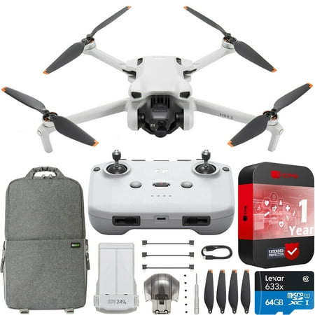 DJI Mini 3 Camera Drone Quadcopter with RC-N1 Remote Controller with 4K HDR Video Extended Protection Bundle with Deco Gear Backpack + Accessories