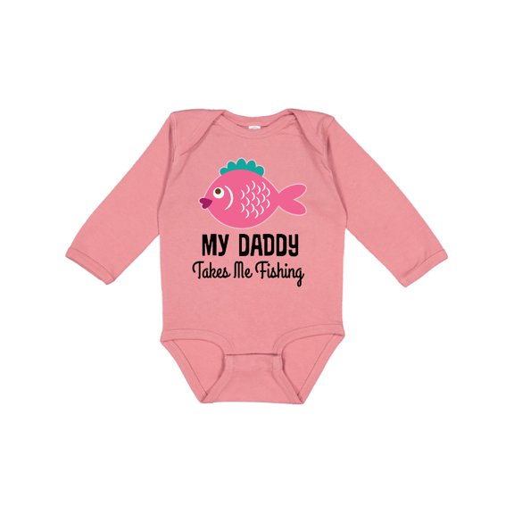 Inktastic Girls Fishing with Daddy Girls Long Sleeve Baby Bodysuit
