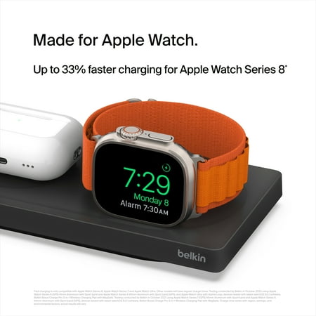 Belkin - Boost Charge Pro 3-in-1 Wireless Charging Pad with MagSafe for iPhone 14/13/12 Series Devices - Black