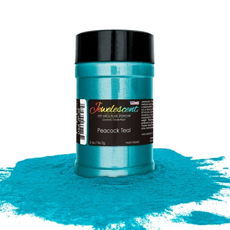 U.S. Art Supply Jewelescent Peacock Teal Mica Pearl Powder Pigment, 2 oz (57g) Bottle - Non-Toxic Metallic Color (Best Prices Mica Powder For Soap)