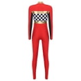 thumbnail image 4 of iiniim Combinaison Pilote de Course pour Femmes Halloween Cosplay Costume Manches Longues Pantalon Long Combinaisons à Carreaux Rouge G, 4 of 5