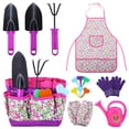 thumbnail image 5 of JoyStone 16PCS Kids Gardening Tool Set with Floral Apron & Tote Bag, Watering Can, Gloves, Shovel & Rake, Outdoor Yard Gift for Toddlers Ages 3+, 5 of 10