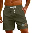 thumbnail image 5 of OHGOD Mens Hawaiian Shorts - Men Shorts Casual - Men's Short - Men's Hawaiian Lace-up Shorts Casual Pants - Army Green - L, 5 of 6