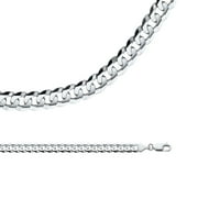 Solid 14k White Gold Necklace Cuban Chain Curb Wide Link Concave Big Heavy Genuine, 6.9 mm - 24 inch