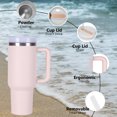 thumbnail image 3 of Eling Home 40 Oz Tumblers with Lids and Straws, 304 Vacuum Insulated Stainless Steel Tumbler, Travel Mug, Water Cup with Handle, Reusable Vacuum Quencher, Pink, 3 of 7