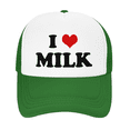thumbnail image 2 of I Heart Milk Love Food Funny Trucker Hat Mesh Cap Unisex Green, 2 of 5