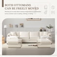 thumbnail image 5 of 136" Chenille Modular Sectional Sofa with Deep and Wide Seat, U-Shaped Cloud Couch Set with Double Cushions, 6 Seat Sofa with Movable Ottoman, Oversized Indoor Furniture (White), 5 of 10