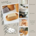 thumbnail image 3 of Chic Mustard Yellow Polyresin Soap Dish with Draining Bamboo Insert - Versatile Soap Holder for Contemporary Home, 3 of 6