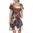 thumbnail image 1 of Balery Samurai Frog Guitar Vestidos sueltos de manga corta para mujer, vestidos de verano 2025, vestidos casuales de corte A con vuelo., 1 of 6