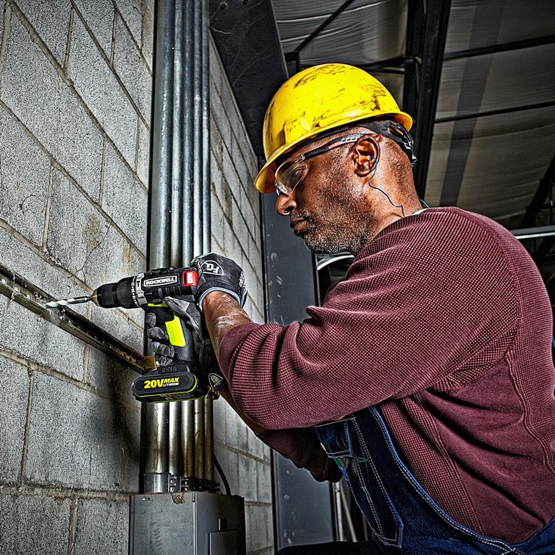 Rockwell 20V Li ion Brushless Hammer Drill with 2 2.0Ah Batteries