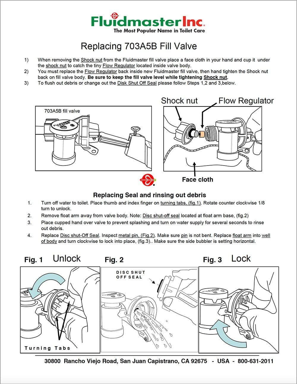 Toilet Parts Fill Valve Glacier Bay Niagara Flapperless Replacement Flush 