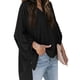 thumbnail image 5 of Sonducket Camisa de mujer con cuello en V Blusa suelta Manga larga Color sólido Top casual Prendas para la parte del cuerpo Negro XXL, 5 of 6