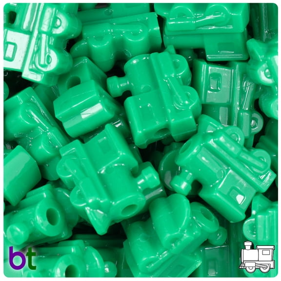 BeadTin Green Opaque 22mm Train Pony Beads (24pcs)